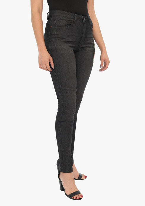 Women's AQ Embroidered Skinny Fit DARK BLUE Stretch Jean "Broadway Avenue"